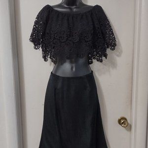 Cotton Candy Size M Eyelet Design Crop Top Black LN